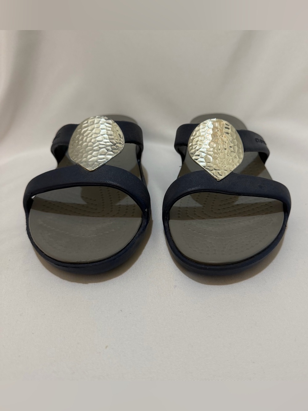 CROCS Women’s Navy Sandal with Silver Accent
